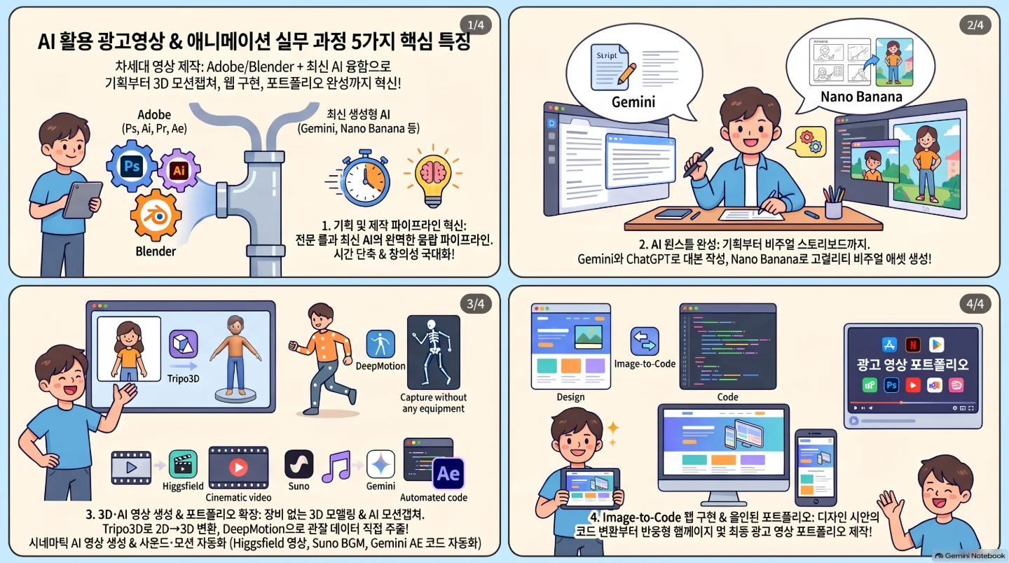 (멀티미디어) 광고영상편집(프리미어,에펙,블렌더) & AI모션캡쳐 애니메이션 실무 프로젝트 대표 이미지 1